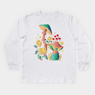 mushrooms and flowers Kids Long Sleeve T-Shirt